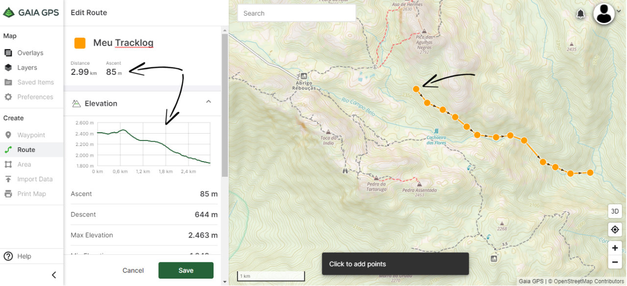 Adicionando pontos e criando o tracklog de gps