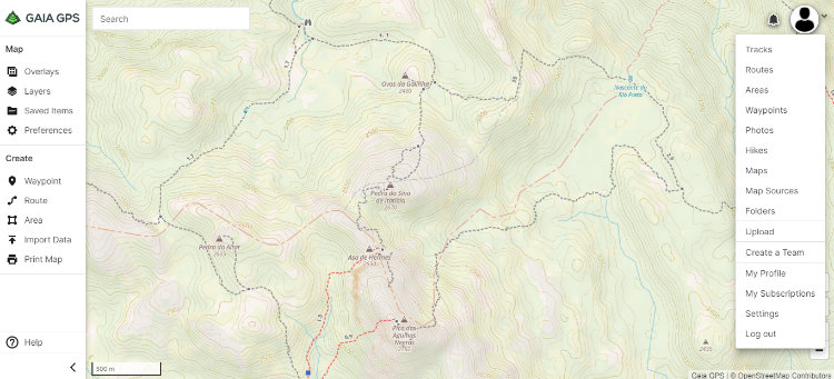 Menu Site - Gaia GPS