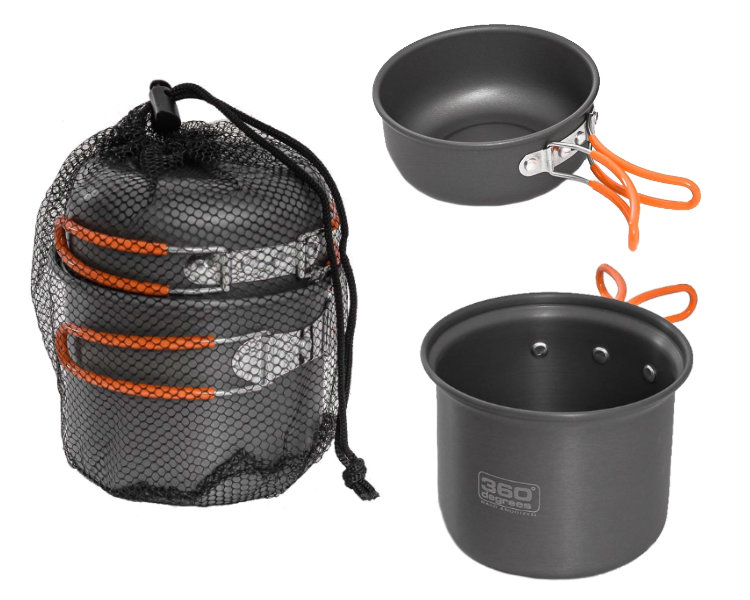 Panelas de camping em alumínio Kit Furno Stove and Pot Set 360 Degrees 