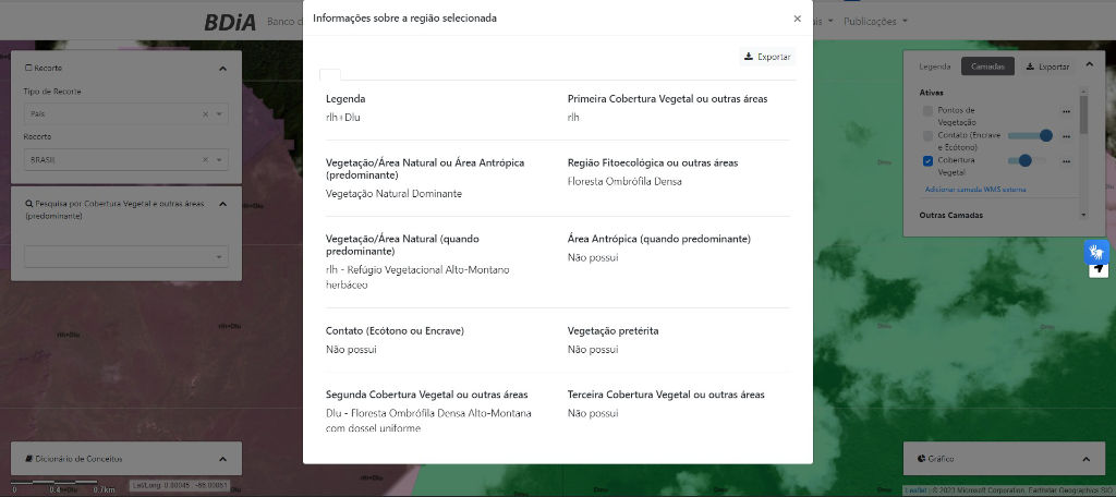 Caixa de informações sobre a vegetação do Pico da Neblina