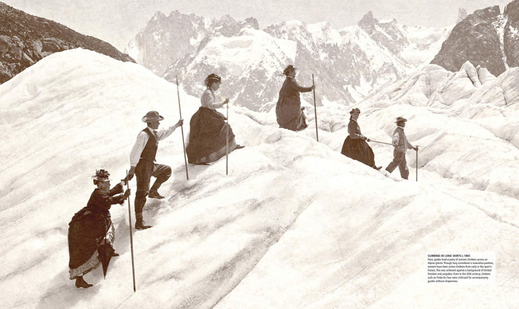 Mulheres escalando nas montanhas dos Alpes