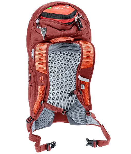 Mochila deuter AC Lite bolso na tampa e costado aircomfort