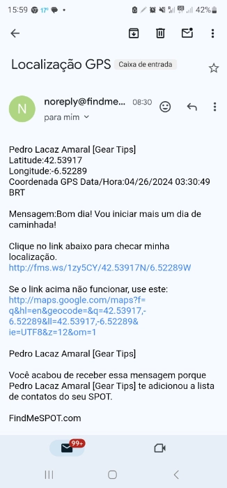 Email SPOT com a minha localização