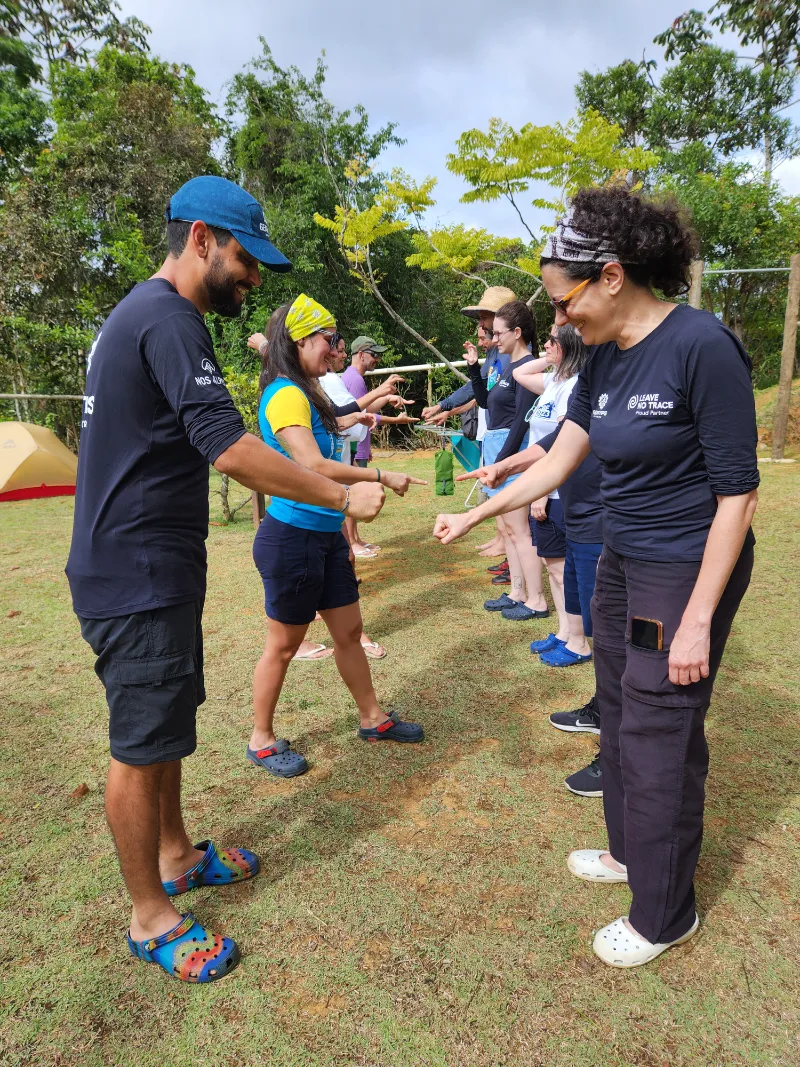 Dinâmica durante o curso de Leave No Trace Instrutor Nível 2