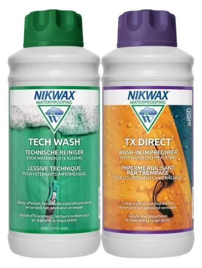 Productos Nikwax para mantenimiento del DWR