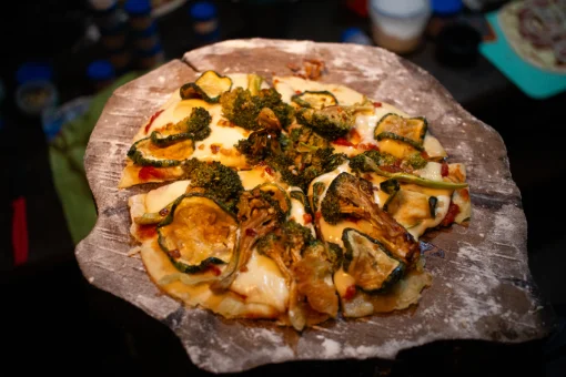 Pizza no acampamento