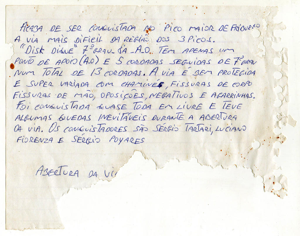 Nota do Sérgio Tartari para o jornal Mountain Voices