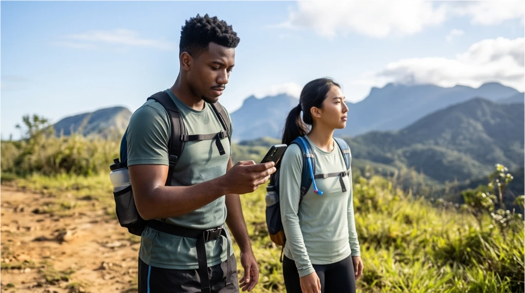 Tenha um aplicativo de GPS com mapas offline no seu celular e se possível o tracklog (traçado) da trilha