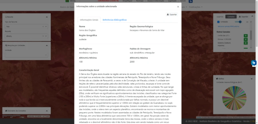 Caixa de conteúdo da unidade geomorfológica